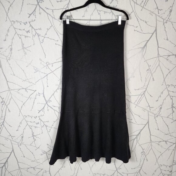 Lauren Vidal Black Wool Angora Blend Knit Pull On Maxi Skirt - Picture 2 of 6